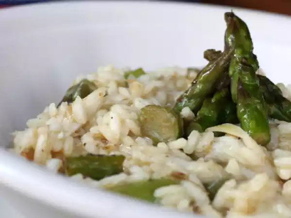 Receita Risotto de bacalhau e aspargos