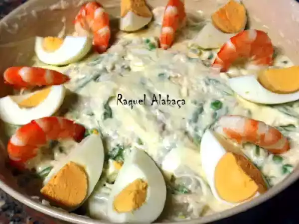 Receita Salada de pescada e camarão