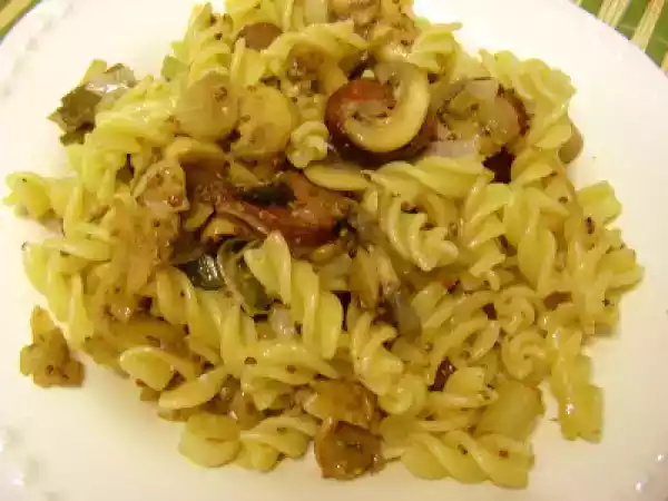 Receita Espirais com cogumelos, alho francês e chouriço