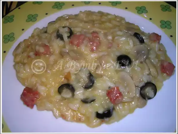 Receita Risotto de lombardo e azeitonas