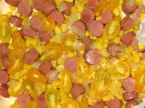 Receita Quiche de milho e salsicha