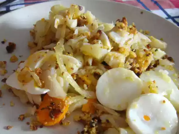 Receita Bacalhau gratinado com broa de milho aromatizada