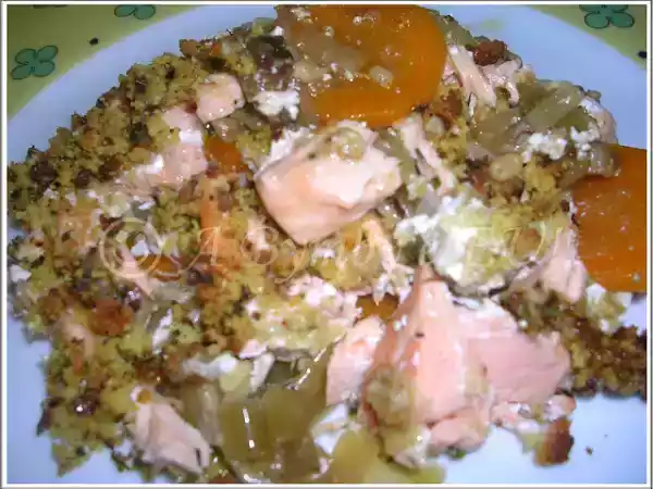 Receita Salmão em cama de legumes