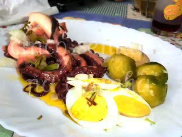 Receita Polvo cozido com couves de bruxelas