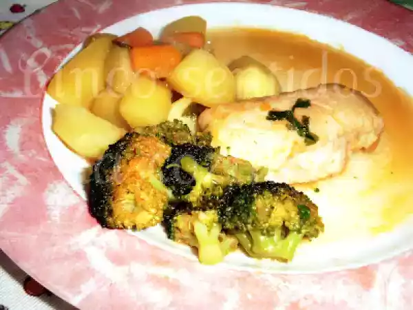 Receita Centros de pescada estufados com legumes