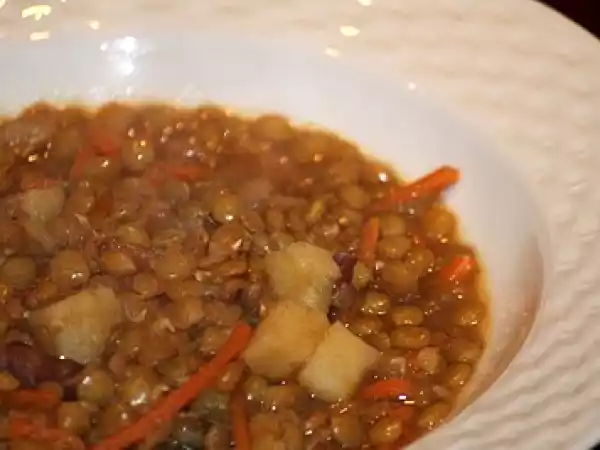Receita Lentilhas com presunto curado