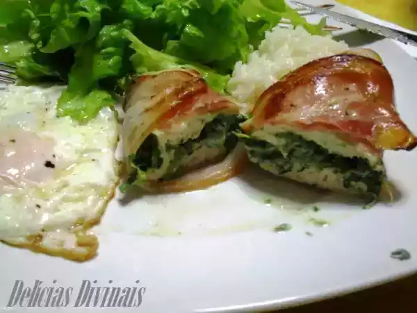 Receita Peitos de frango recheados com espinafres e queijo creme