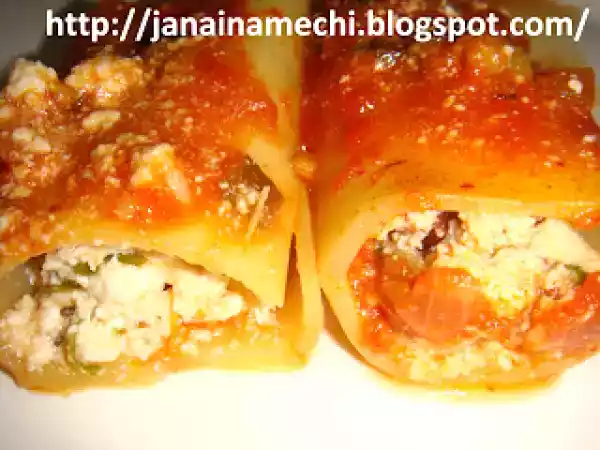 Receita Canelone de ricota com tomate seco e azeitonas