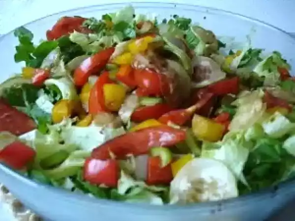 Receita Salada de folhas verdes com manga, palmito e tomate