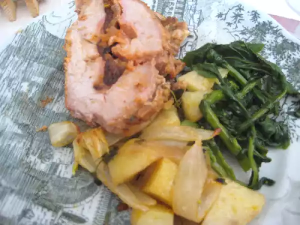 Receita Lombo de porco recheado com farinheira e ameixa