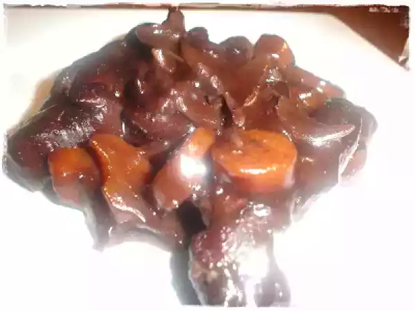 Receita Perú au vin com sopa de rabo de boi
