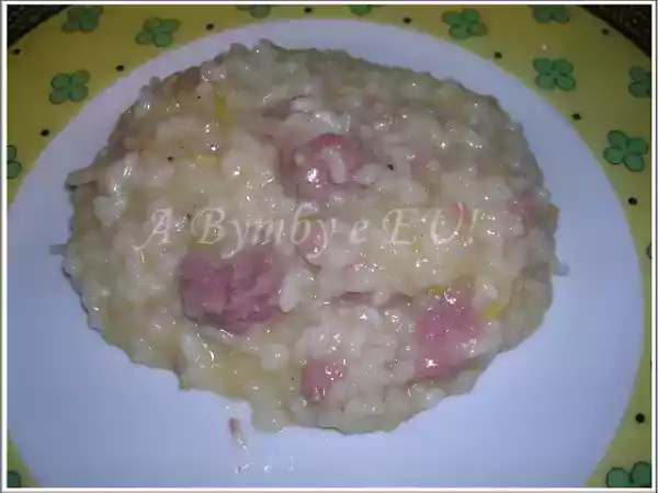 Receita Risotto de salsichas frescas e rebentos de feijão mungo