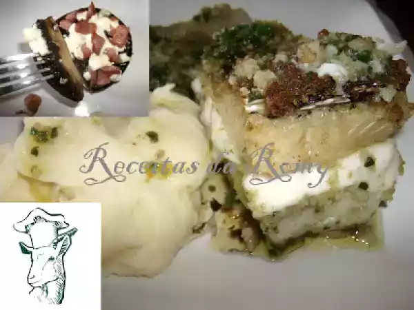 Receita Bacalhau recheado com queijo palhais e entrada de cogumelos recheados