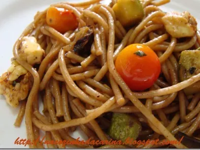 Receita Espaguete com legumes grelhados