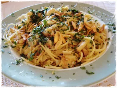 Receita Espaguete com lascas de bacalhau