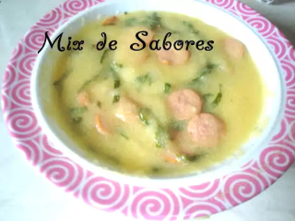 Receita Sopa de fubá com couve e salsicha