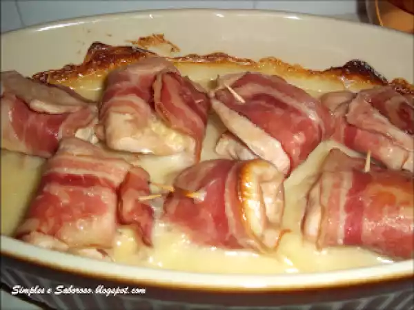 Receita Enroladinhos de frango e bacon
