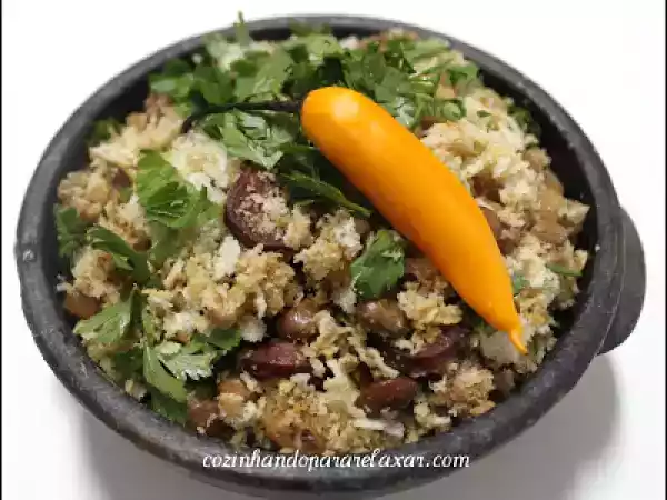 Receita Farofa de feijão verde ou feijão de corda