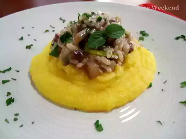 Receita Risoto de gengibre com alho poró na polenta