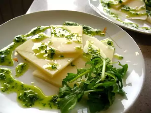 Receita Queijo manchego com azeite de rúcola