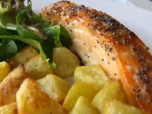 Receita Lombos de salmão no forno com mel e mostarda
