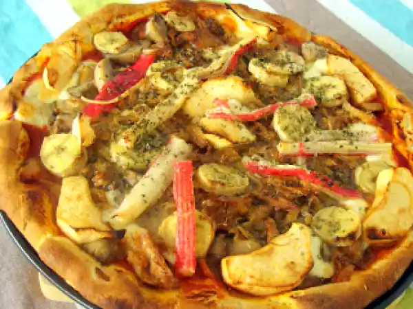 Receita Pizza de cogumelos e frutas