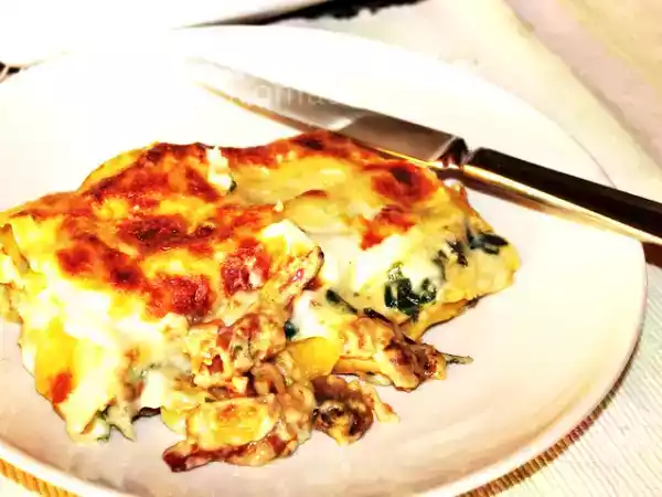 Receita Lasanha de cogumelos e espinafres