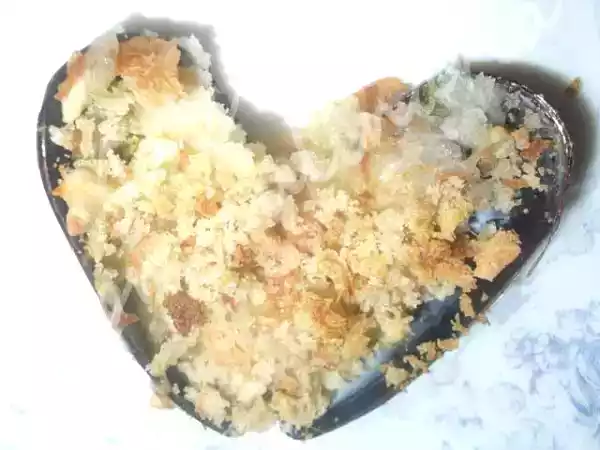 Receita Mexilhão com crosta de pão ralado e queijo mozzarella