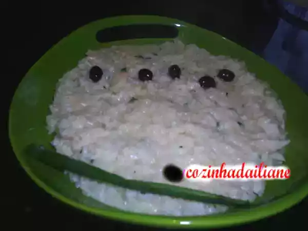 Receita Risoto de bacalhau e azeitonas pretas