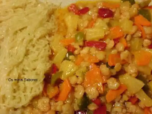 Receita Camarão com legumes á chinesa