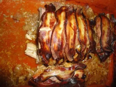 Receita Lombo de porco com maçã, bacon e vinho do porto