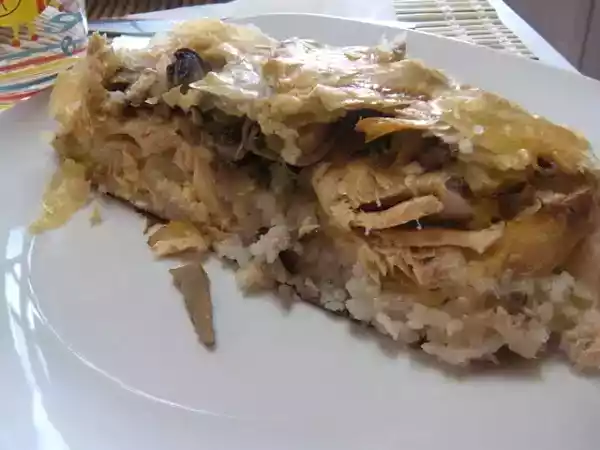 Receita Folhado misto de peixe, cogumelos e arroz jasmim