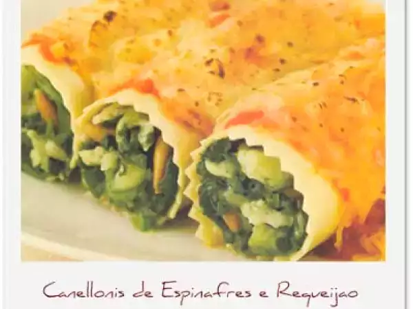 Receita Canellonis de espinafres e requeijão