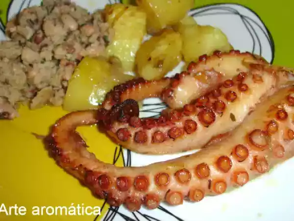 Receita Polvo no forno com feijão frade