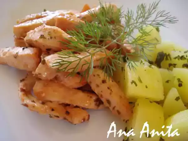 Receita Frango rosado com batatas de aroma