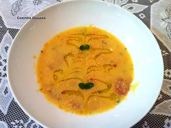 Receita Creme de grão de bico com calabresa