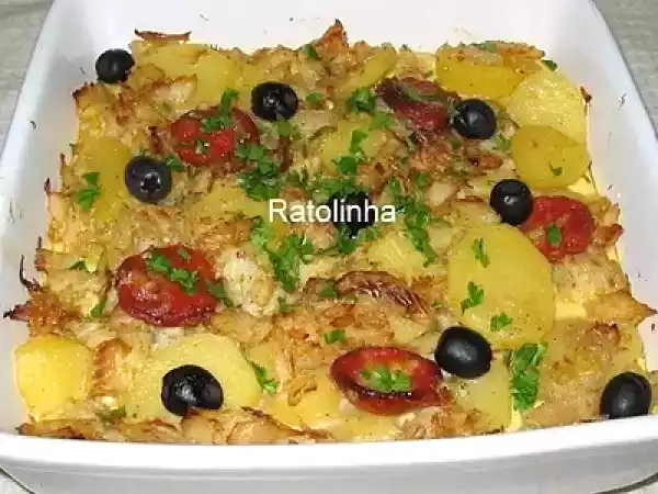 Receita Bacalhau com chouriço