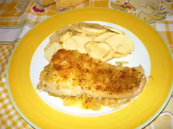 Receita Bacalhau no forno com crosta de broa