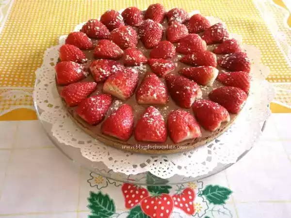 Receita Tarte de chocolate e morangos