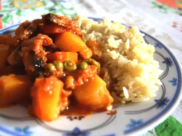 Receita Estufado de soja (vegetariana)