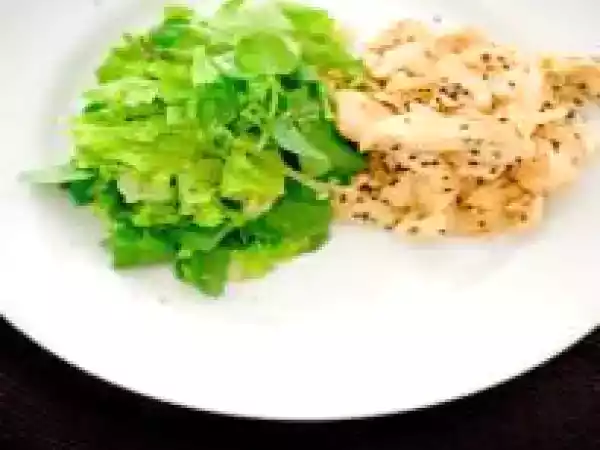 Receita Frango ao gergelim com salada verde