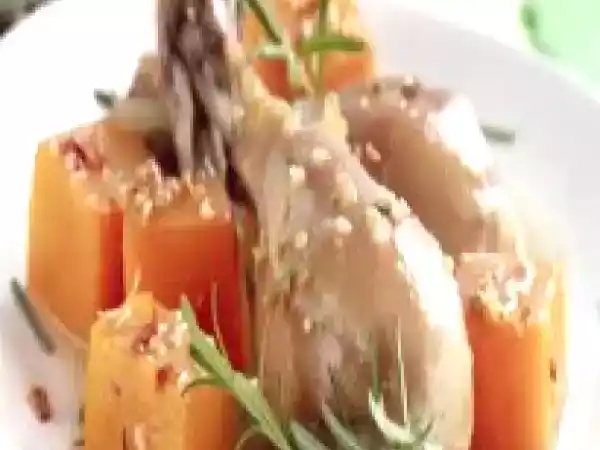 Receita Coxas de frango assadas com abóbora