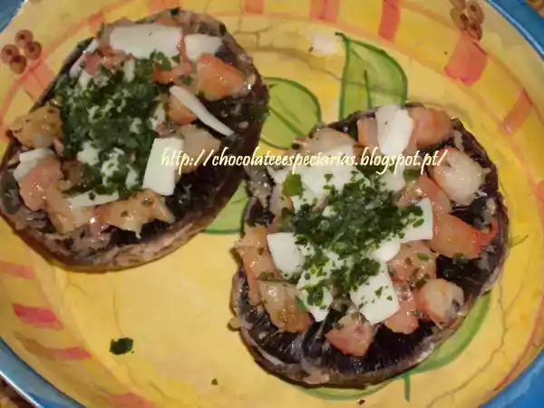 Receita Cogumelos portobello recheados com camarão