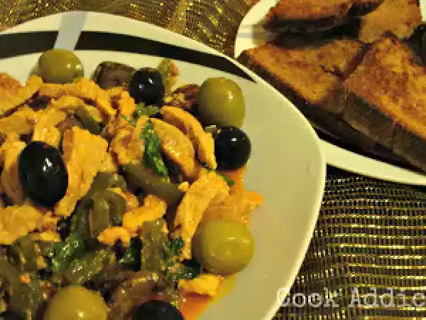 Receita Fêveras/febras com pimentos