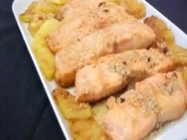 Receita Salmão com abacaxi grelhado