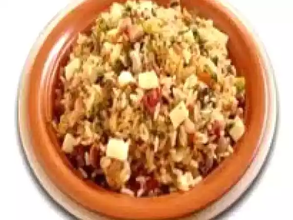 Receita Arroz com carne seca e queijo