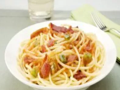 Receita Espaguete com bacon e pimentão