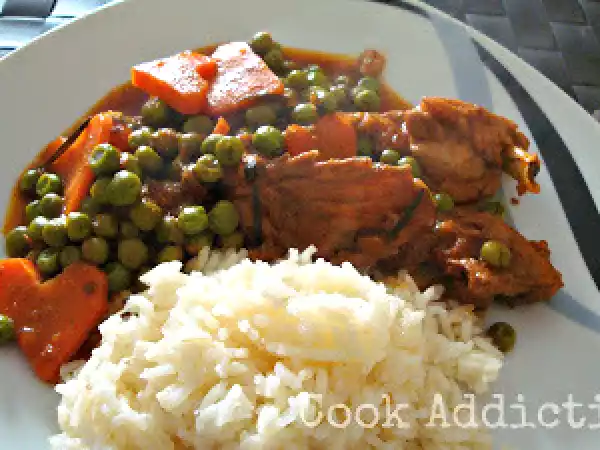 Receita Coelho estufado com ervilhas