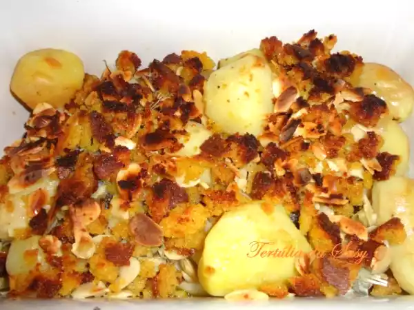 Receita Bacalhau com broa e amêndoa