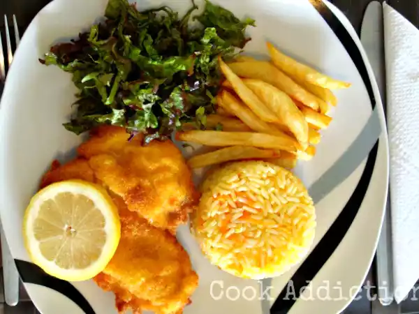 Receita Panados de frango com arroz de cenoura